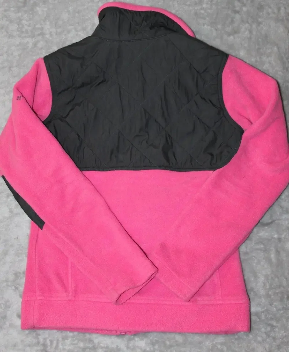 Columbia Jacket Unisex Kids 14-16 Pink Quilted Fleece Full Zip Pockets